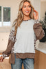 Gray Color Block Leopard Patchwork Dolman Sleeve High Low Baggy Sweatshirt