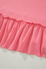 Peach Blossom Solid Color Raw Seam Detail Ruffle Hem Plus Size T Shirt