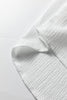 White Crinkled Texture Lantern Sleeve Button Down Loose Shirt