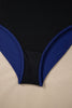 Navy Blue Color Block Detail Adjustable Straps One Piece Swimsuit