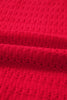 Fiery Red Trendy Pattern Knit Ribbed Cuffs Crew Neck Sweater