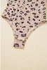 Khaki Mock Neck Sheer Mesh Leopard Long Sleeve Bodysuit