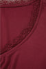 Smoke Gray Lace-trimmed Sweetheart Neckline Ruched Detail Long Sleeve T-shirt