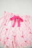 Pink Bow Print Contrast Pipping Short Pajamas Set