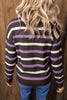 Brown Stripe Embroidered Detail Drop Shoulder Pullover Sweater