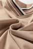 Parchment Varsity Contrast Striped Trim V Neck Sweatshirt