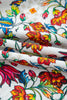 Multicolour Contrasted V Neckline Floral Puff Short Sleeve Blouse