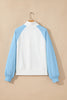 Beau Blue Colorblock Snap Buttons Pullover Sweatshirt