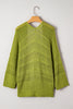 Spinach Green Oversize Crochet Knit Open Cardigan