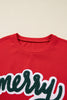 Fiery Red Merry Script Holiday Christmas Graphic Sweatshirt