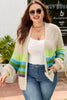 Parchment Color Block Crochet Open Front Plus Size Cardigan