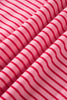 Rose Stripe Thumbhole Side Slits Drop Shoulder Loose Fit Hoodie