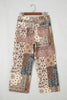 Brown Western Print Casual Shift Jeans