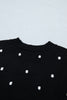 Black Elegant Polka Dot Bubble Short Sleeve Sweater