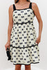White Bow Knot Color Contrast Trim Knotted Shoulder Mini Dress