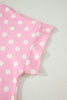 Green Polka Dot Print Color Block Trim Mock Neck Short Set