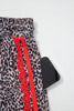 Brown Wild Leopard Print Contrast Lace Striped Detail Drawstring Pants