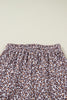 Khaki Leopard Ribbed Long Sleeve Top Drawstring Shorts 2pcs Outfit