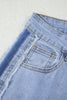 Beau Blue Contrast Stripe Frayed Side Panel Patchwork Shift Jeans