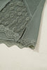 Sage Green Solid Color Waffle Ribbed Lace Patchwork Long Sleeve Top