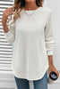 Gossamer Pink Rounded Hem Waffle Long Sleeve Top