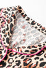 Light French Beige Leopard Print Contrast Trim Long Sleeve Shirt Drawstring Ruffle Hem Short Set