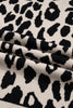 Black Leopard Print High Neck Short Sleeve Sweater