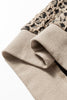 Khaki Ribbed Trim Leopard Print Long Sleeve Top