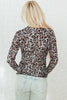 Brown Leopard Mock Neck Mesh Long Sleeve Top