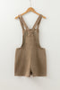 Light French Beige Solid Color Knot Straps Denim Romper with Pockets