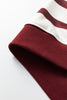 Red Stripe Pullover Hoodie Ribbed Solid Pants 2pcs Set Outfit