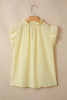 Yellow Cream V Neck Ruffle Trim Sleeveless Shift Top