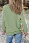 Black Plain Drop Shoulder Crewneck Pullover Sweatshirt