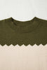 Brown Colorblock Crew Neck Drop Shoulder Sweater