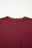 Smoke Gray Lace-trimmed Sweetheart Neckline Ruched Detail Long Sleeve T-shirt