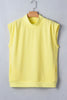 Black Solid Color High Neck Cap Sleeve Loose Top