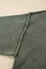 Black Mineral Wash V Neck Knit Exposed Seam Drop Shoulder Loose Sweater