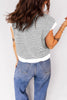 Black Stripe Contrast Trim Cap Sleeve Button Down Casual Cardigan