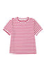 Black Stripe Scalloped Trim Round Neck T Shirt