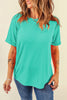 Mint Green Casual Plain Crew Neck Tee