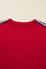 Fiery Red Contrast Striped Detail Varsity Sweatshirt