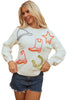 White Tinsel Western Boots Horseshoe Star Knit Crew Neck Sweater