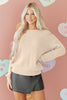 Jet Stream Ribbed Knit Ribbon Knot Backless Drop Shoulder Sweater