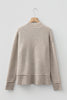 Gray Morn Waffle Texture Knit Ribbed High Neck Drop Shoulder Sweater