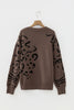Beige Asymmetric Leopard Print Detail Drop Shoulder Sweater