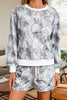 Brown Abstract Woodland Camo Print Baggy Pullover Drawstring Shorts Set