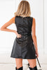 Black Vegan Leather Sleeveless Mini Dress
