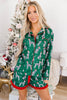 Green Long Sleeve Dog Print Two Piece Shift Lounge Set