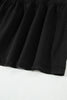 Black Elastic Waist Ruffled Tiered Flared Denim Maxi Skirt