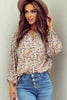 Orange Bohemian Floral Puff Sleeve Full Button Shirt